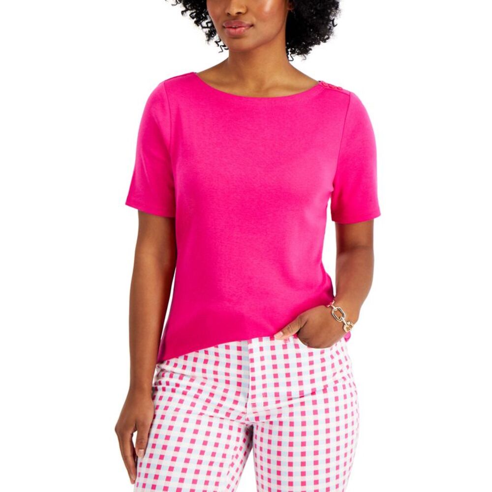 Charter Club Cotton Boat-Neck Top